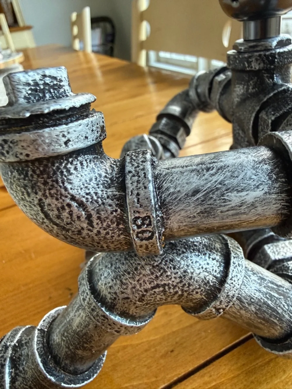Metal Pipe Sitting Man Desk Table Lamp Light Metal Art Funky Deco Man Cave